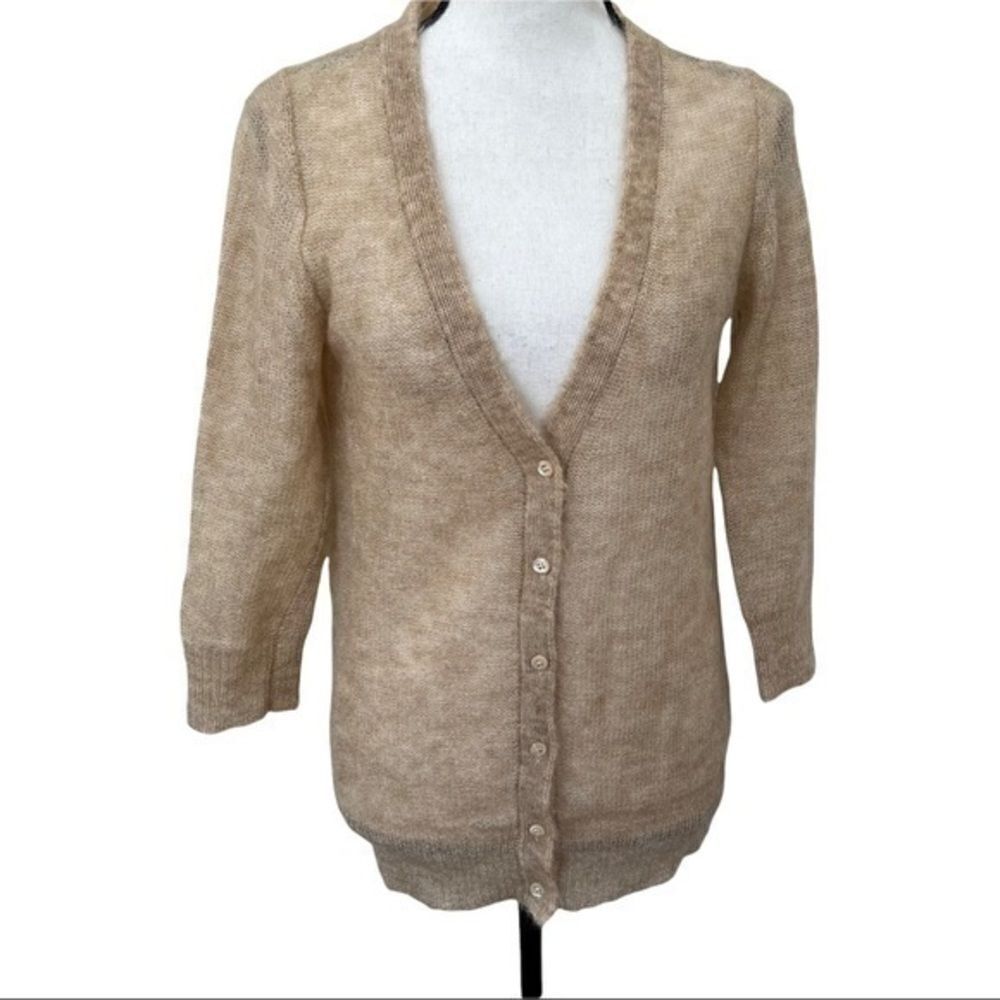 J. Crew Wool Mohair Soufflé tan Cardigan  SIze Small
